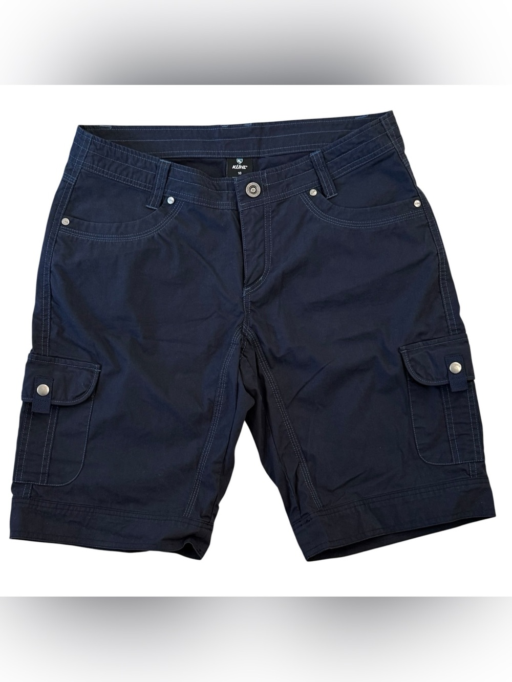 Kuhl Women’s Cargo Hiking Shorts Blue Outdoor Utility Gorpcore Size 10